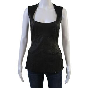 Illia Women Black Biker Square Neck Tank Size S
